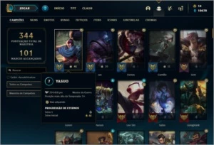 Conta platina 3 com 124 champs e 123 skins - League of Legends LOL