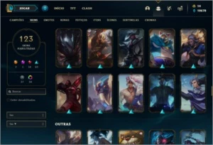 Conta platina 3 com 124 champs e 123 skins - League of Legends LOL