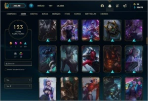 Conta platina 3 com 124 champs e 123 skins - League of Legends LOL