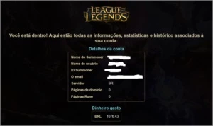 Conta League of Legends Platina S6/S7/S8 LOL
