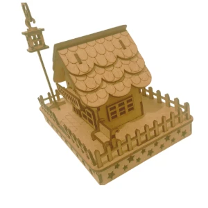 Mini Casinha mdf encantadora com poste, banco e cerca - Artesanato e Personalizados