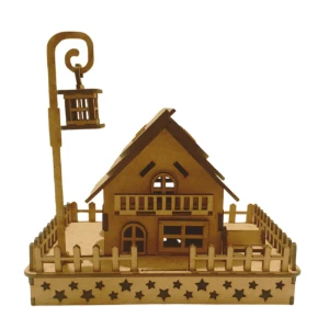 Mini Casinha mdf encantadora com poste, banco e cerca - Artesanato e Personalizados