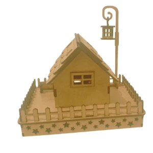 Mini Casinha mdf encantadora com poste, banco e cerca - Artesanato e Personalizados