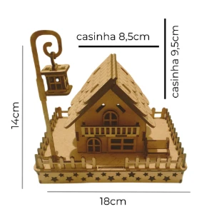 Mini Casinha mdf encantadora com poste, banco e cerca - Artesanato e Personalizados