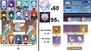Conta Genshin - AR 58 - 13 5* - 60 Inv. Banner 100% e mais. - Genshin Impact