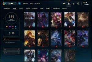 Conta prata 2 com 110 champs e 116 skins + 9  Cromas - League of Legends LOL