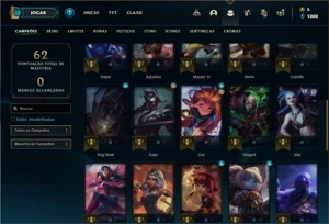 Conta Platina 2 com 36 Champs e 9 Skins + 8 Fragmentos - League of Legends LOL