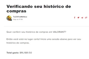 conta valorant imortal com 1881,50 em skins