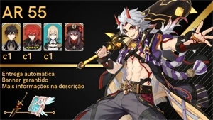 AR 55 Itto + Arma assinatura / Zhongli c1 / Hutao / Banner G - Genshin Impact