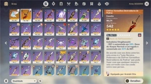 AR 55 Itto + Arma assinatura / Zhongli c1 / Hutao / Banner G - Genshin Impact