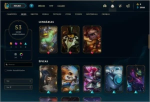 Conta platina 1 com 53 skins e 82 champs - League of Legends LOL