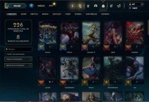 Unranked com 60 Champs e 19 Skins + 2 Fragmentos - League of Legends LOL