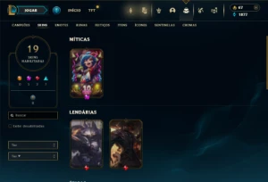 Unranked com 60 Champs e 19 Skins + 2 Fragmentos - League of Legends LOL