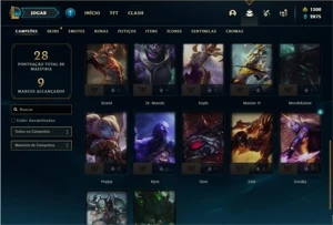 Conta Unranked com 3 Skins e 27 Champs + 1300 RP - League of Legends LOL