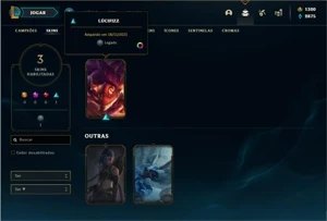 Conta Unranked com 3 Skins e 27 Champs + 1300 RP - League of Legends LOL