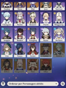 AR 60 - Todos os Personagens (Exceto 4 Limitados e 2 padrao) - Genshin Impact