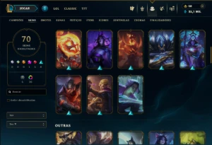 Diamante 1 com 115 Champs e 70 Skins +6 Vitoriosas - League of Legends LOL
