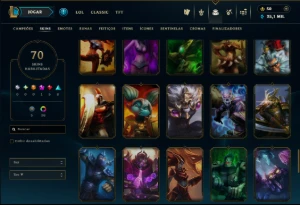 Diamante 1 com 115 Champs e 70 Skins +6 Vitoriosas - League of Legends LOL