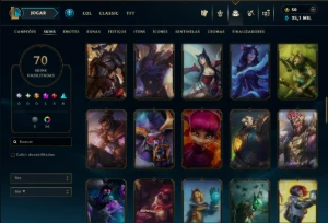 Diamante 1 com 115 Champs e 70 Skins +6 Vitoriosas - League of Legends LOL