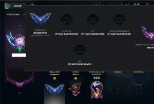Diamante 1 com 115 Champs e 70 Skins +6 Vitoriosas - League of Legends LOL