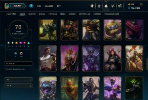 Diamante 1 com 115 Champs e 70 Skins +6 Vitoriosas - League of Legends LOL