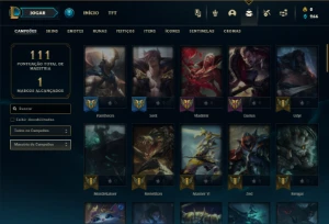Platina 4 com 70 Champs e 12 Skins + 26 Espolios - League of Legends LOL