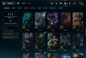 Platina 4 com 70 Champs e 12 Skins + 26 Espolios - League of Legends LOL