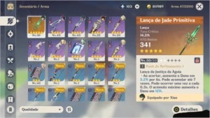 Conta Ar 27 com Xiao + Lança de jade - Genshin Impact