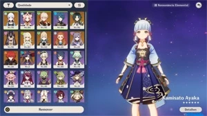 : AR55 com Kazuha, Ayaka, Xiao, Cyno, Mona, Diluc, Jean e + - Genshin Impact