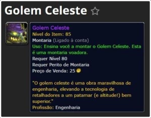 GOLEM CELESTE - SKY GOLEM - HORDE OU ALLY - QUALQUER SERVER - Blizzard