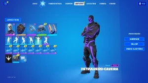 Conta de Fortnite com Caveirão Roxo e Cavaleiro Negro