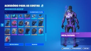 Conta de Fortnite com Caveirão Roxo e Cavaleiro Negro