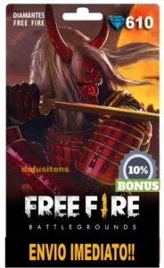 610 DIAMANTES FREE FIRE + 10% DE BÔNUS