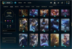 Conta ouro 4 com 111 champs e 108 skins MAIN TOP / MID / ADC - League of Legends LOL