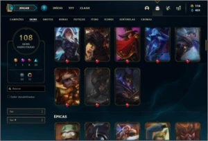 Conta ouro 4 com 111 champs e 108 skins MAIN TOP / MID / ADC - League of Legends LOL