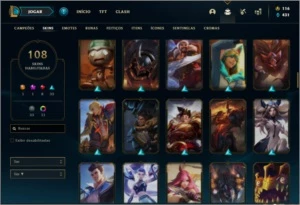 Conta ouro 4 com 111 champs e 108 skins MAIN TOP / MID / ADC - League of Legends LOL