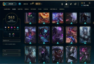 Diamante 4 com TODOS os champs e 263 Skins + 5 Prestigios - League of Legends LOL