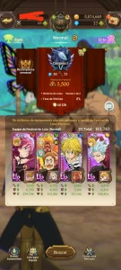 Conta de 7ds lvl. 77 2.900kk com time de pecados - Seven Deadly Sins