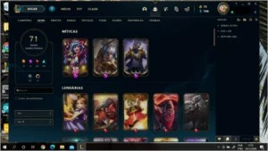 Conta League of Legends 3 skins míticas LOL