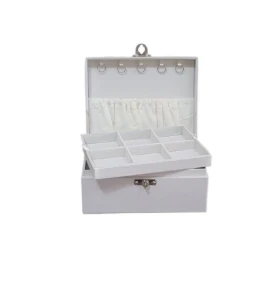 Caixa Média com 3 Andares em Suede Off White - Artesanato e Personalizados