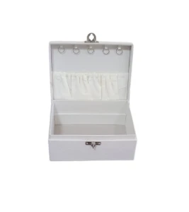 Caixa Média com 3 Andares em Suede Off White - Artesanato e Personalizados