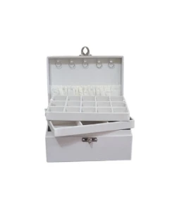 Caixa Média com 3 Andares em Suede Off White - Artesanato e Personalizados