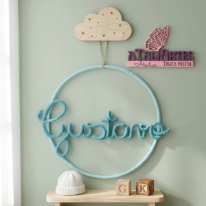 Porta Maternidade Nome simples em Tricotin personalizado - Artesanato e Personalizados