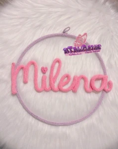 Porta Maternidade Nome simples em Tricotin personalizado - Artesanato e Personalizados
