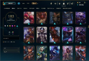 Unranked com TODOS os Champs e 183 Skins ( JG / ADC / SUP ) - League of Legends LOL