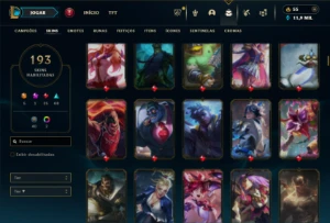 Unranked com TODOS os champs e 193 Skins ( MAIN JG ) - League of Legends LOL