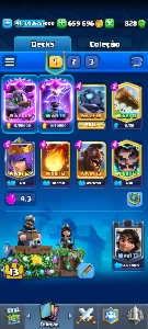 Conta de Clash Royale avançada, nível 41 e arena 21