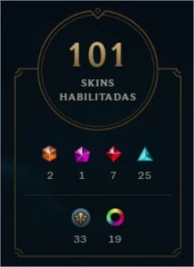 Conta lol 101 skins, diamante 4 na season 8. Atual: plat 4 - League of Legends