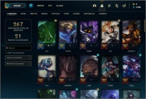 Conta ouro 4 com 52 skins e 70 champs - League of Legends LOL