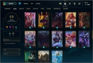 Conta ouro 4 com 52 skins e 70 champs - League of Legends LOL